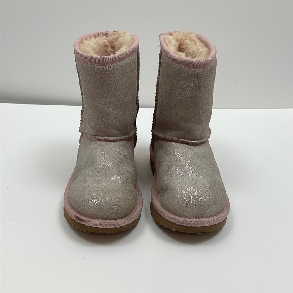 UGG Pink and Cream Shearling Boots